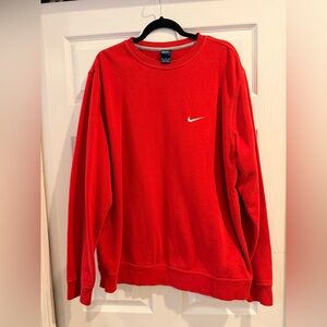 Nike Red Crewneck Sweatshirt with White Swoosh Tag